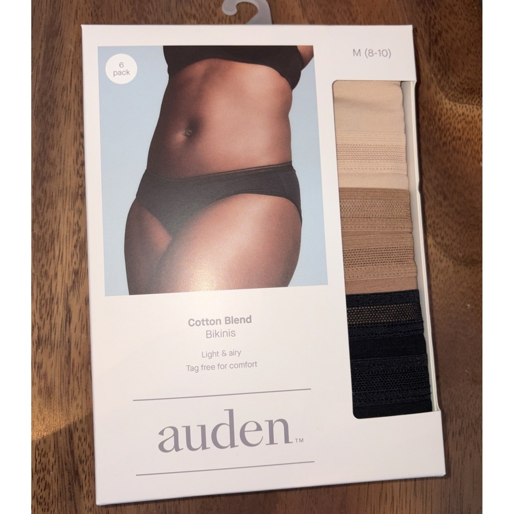 Auden Women's Cotton Blend Briefs Tag free - Sz M (8-10) - 6 Pack